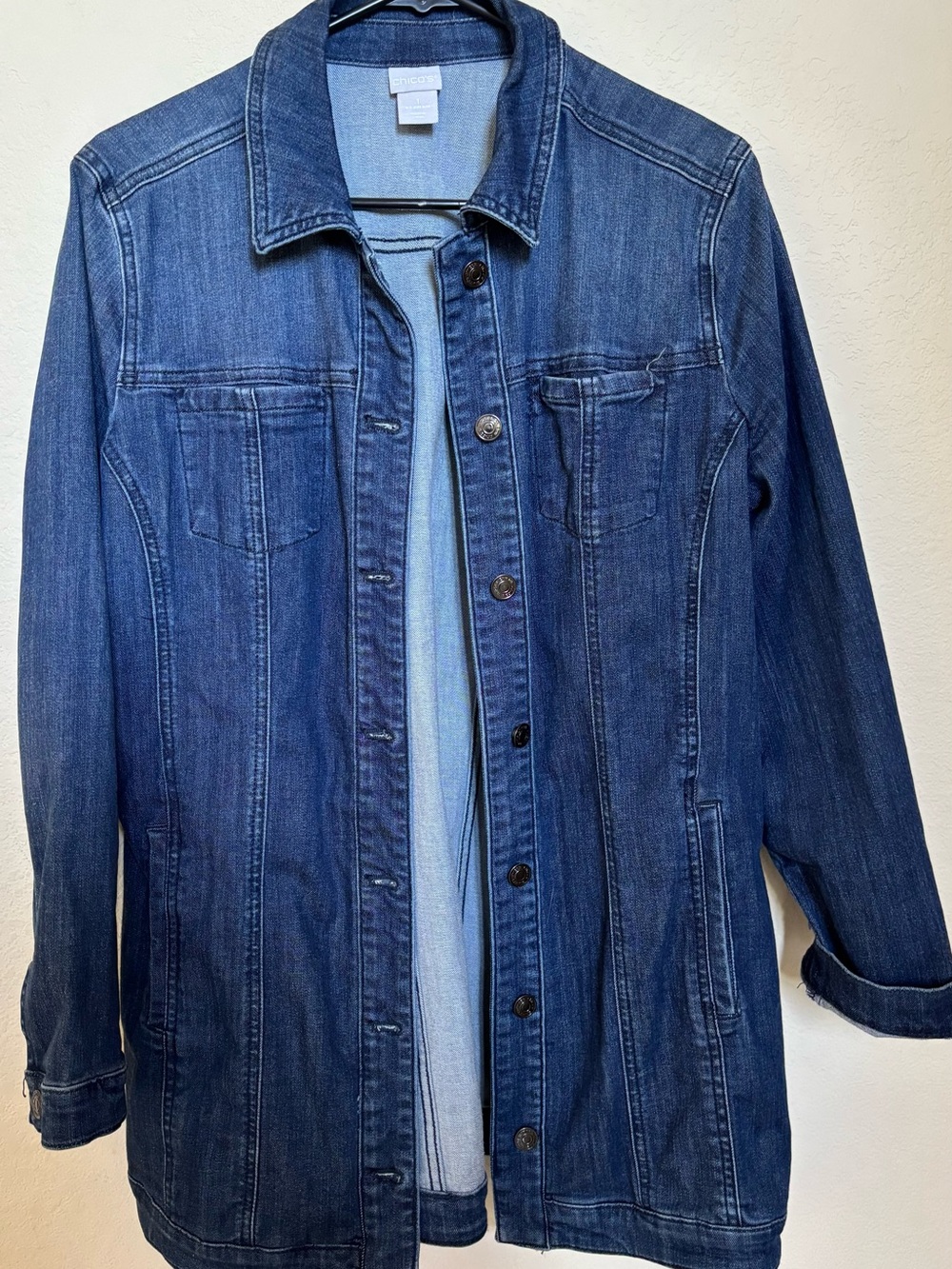 Chico's Longline Dark Blue Denim Jacket